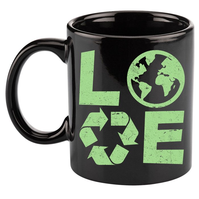 LOVE Recycle Earth Day 11oz C Handle Ceramic Mug