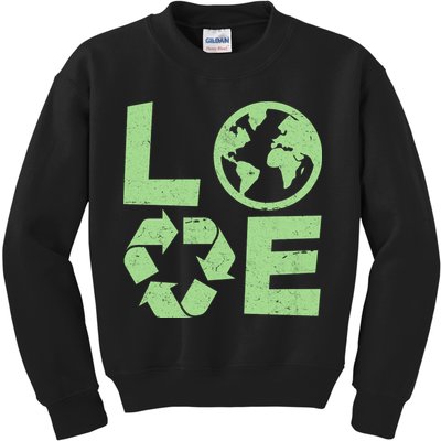 LOVE Recycle Earth Day Kids Sweatshirt
