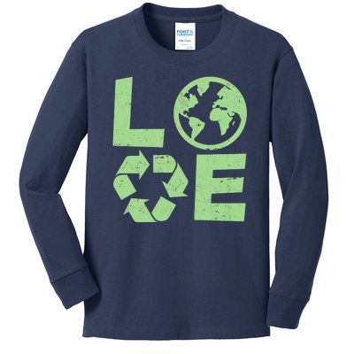 LOVE Recycle Earth Day Kids Long Sleeve Shirt