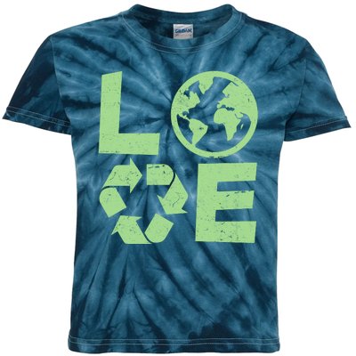 LOVE Recycle Earth Day Kids Tie-Dye T-Shirt