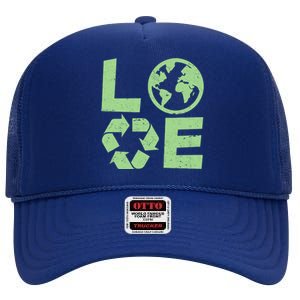 LOVE Recycle Earth Day High Crown Mesh Back Trucker Hat