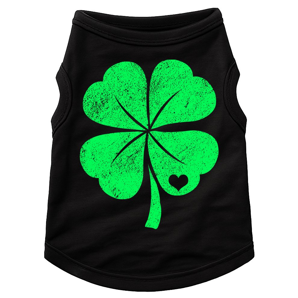 Love Shamrock Vintage Distressed Irish Clover Doggie Tank