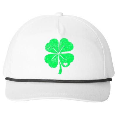 Love Shamrock Vintage Distressed Irish Clover Snapback Five-Panel Rope Hat