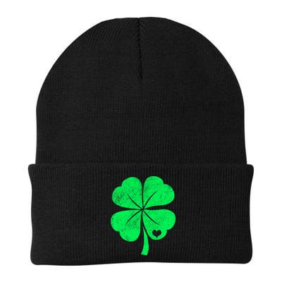 Love Shamrock Vintage Distressed Irish Clover Beanie