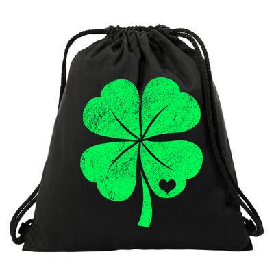 Love Shamrock Vintage Distressed Irish Clover Drawstring Bag