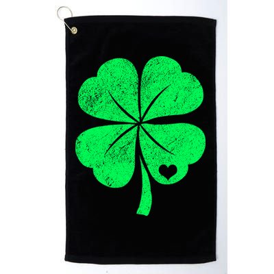 Love Shamrock Vintage Distressed Irish Clover Golf Towel