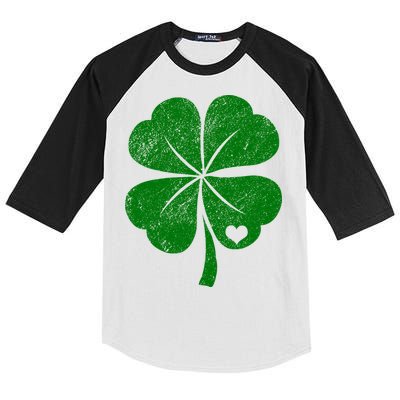 Love Shamrock Vintage Distressed Irish Clover Kids Colorblock Raglan Jersey