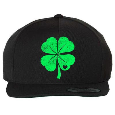 Love Shamrock Vintage Distressed Irish Clover Wool Snapback Cap