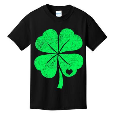 Love Shamrock Vintage Distressed Irish Clover Kids T-Shirt