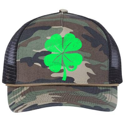 Love Shamrock Vintage Distressed Irish Clover Retro Rope Trucker Hat Cap