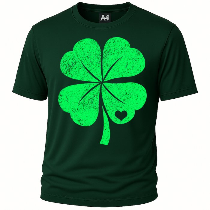 Love Shamrock Vintage Distressed Irish Clover Cooling Performance Crew T-Shirt