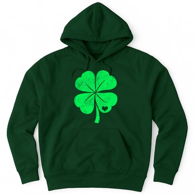 Love Shamrock Vintage Distressed Irish Clover Hoodie