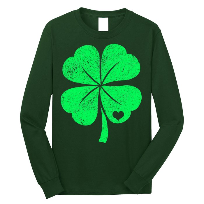 Love Shamrock Vintage Distressed Irish Clover Long Sleeve Shirt