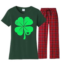 Love Shamrock Vintage Distressed Irish Clover Women's Flannel Pajama Set