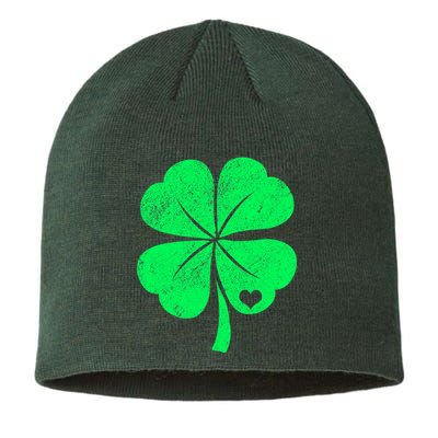 Love Shamrock Vintage Distressed Irish Clover Sustainable Beanie