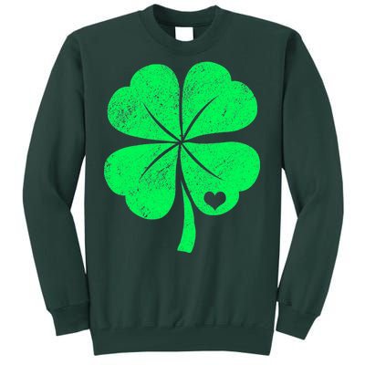 Love Shamrock Vintage Distressed Irish Clover Tall Sweatshirt