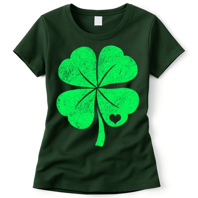 Love Shamrock Vintage Distressed Irish Clover Womens T-Shirt