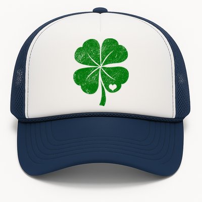 Love Shamrock Vintage Distressed Irish Clover Trucker Hat