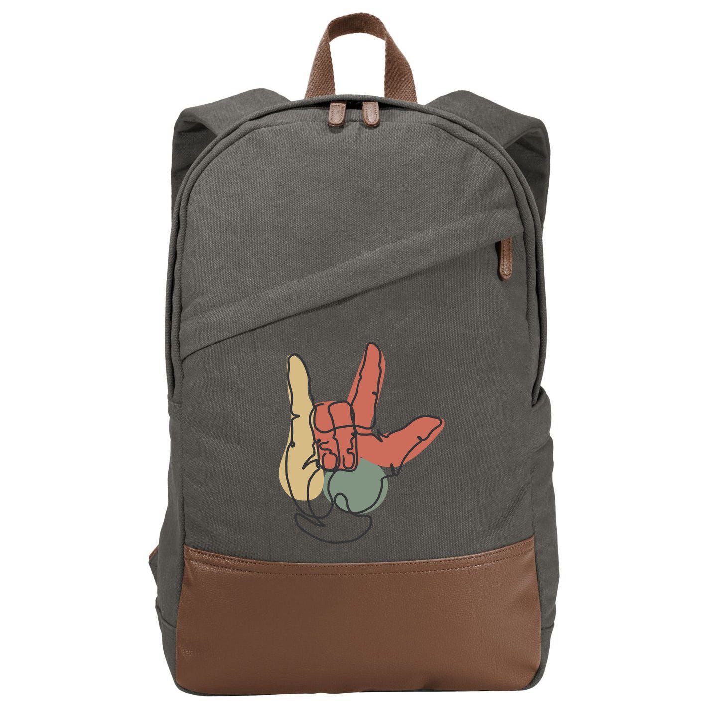 Love Sign Language Cotton Canvas Backpack