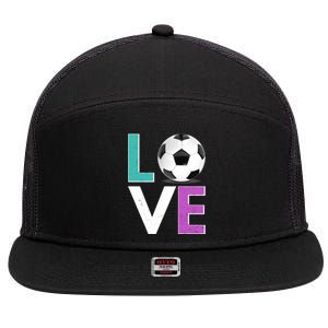 LOVE Soccer Sports Fan 7 Panel Mesh Trucker Snapback Hat