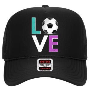 LOVE Soccer Sports Fan High Crown Mesh Back Trucker Hat