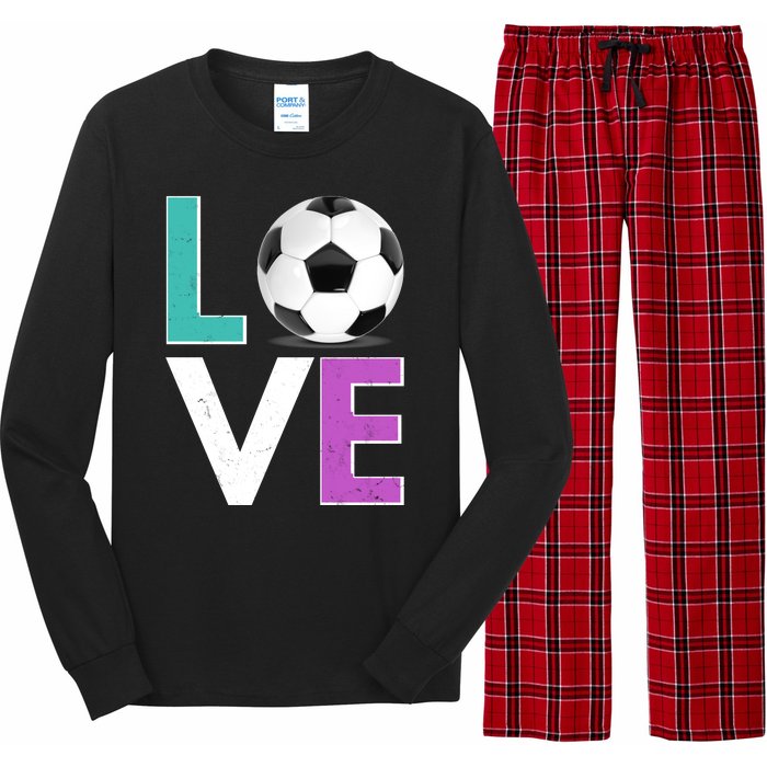 LOVE Soccer Sports Fan Long Sleeve Pajama Set