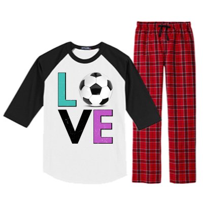 LOVE Soccer Sports Fan Raglan Sleeve Pajama Set