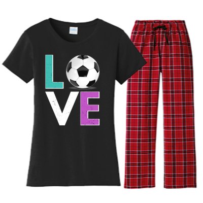 LOVE Soccer Sports Fan Women's Flannel Pajama Set