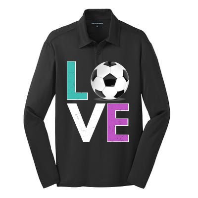 LOVE Soccer Sports Fan Silk Touch Performance Long Sleeve Polo