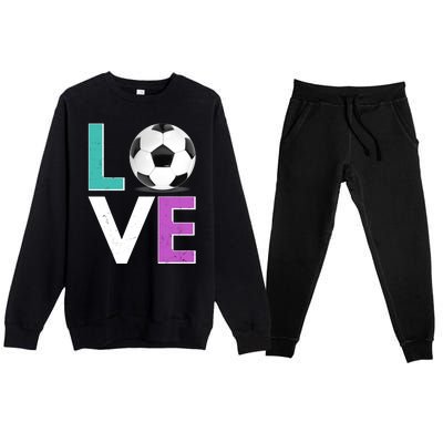 LOVE Soccer Sports Fan Premium Crewneck Sweatsuit Set