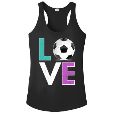 LOVE Soccer Sports Fan Ladies PosiCharge Competitor Racerback Tank