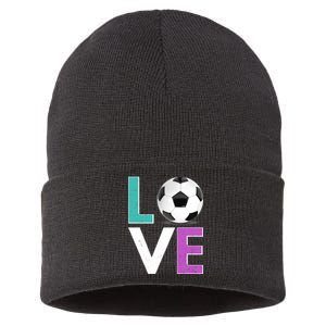 LOVE Soccer Sports Fan Sustainable Knit Beanie