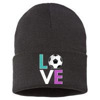 LOVE Soccer Sports Fan Sustainable Knit Beanie