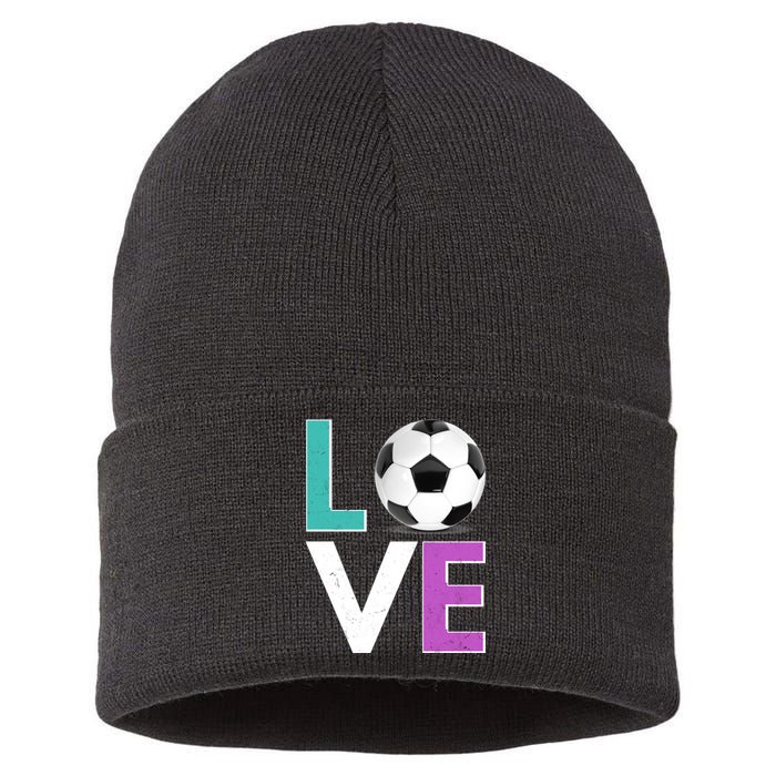 LOVE Soccer Sports Fan Sustainable Knit Beanie