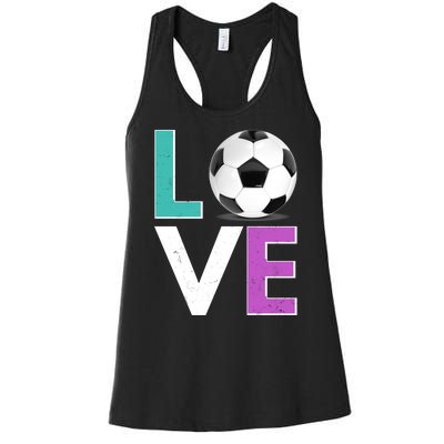 LOVE Soccer Sports Fan Women's Racerback Tank