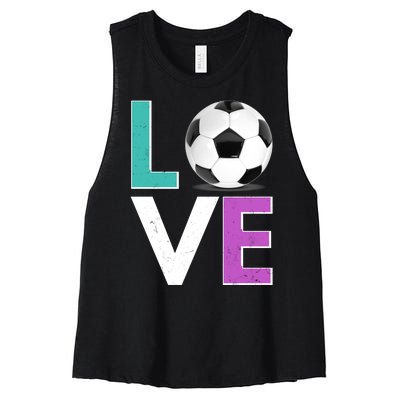 LOVE Soccer Sports Fan Women's Racerback Cropped Tank