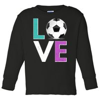 LOVE Soccer Sports Fan Toddler Long Sleeve Shirt