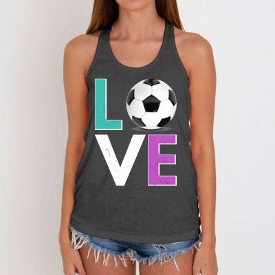 LOVE Soccer Sports Fan Women's Knotted Racerback Tank