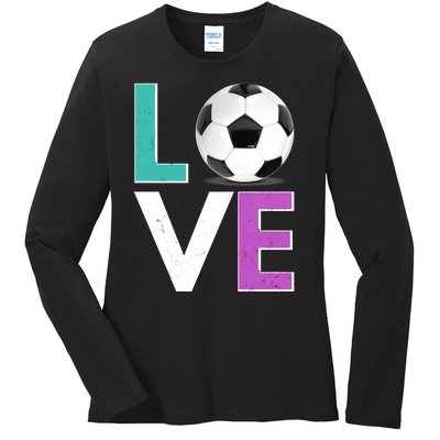 LOVE Soccer Sports Fan Ladies Long Sleeve Shirt