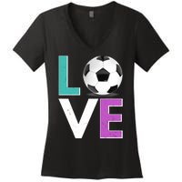 LOVE Soccer Sports Fan Women's V-Neck T-Shirt