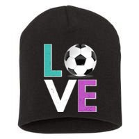 LOVE Soccer Sports Fan Short Acrylic Beanie