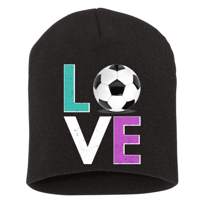 LOVE Soccer Sports Fan Short Acrylic Beanie