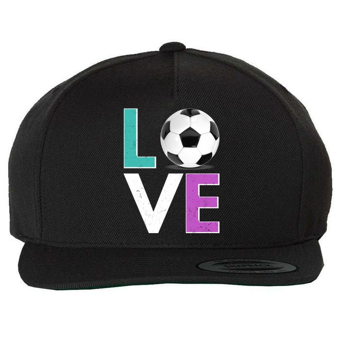 LOVE Soccer Sports Fan Wool Snapback Cap