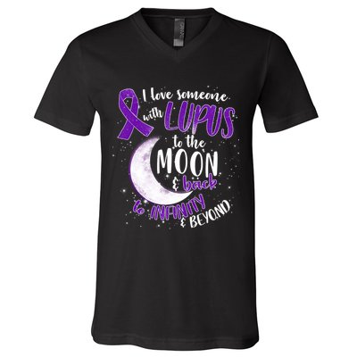Love Someone With Lupus To The Moon And Back V-Neck T-Shirt