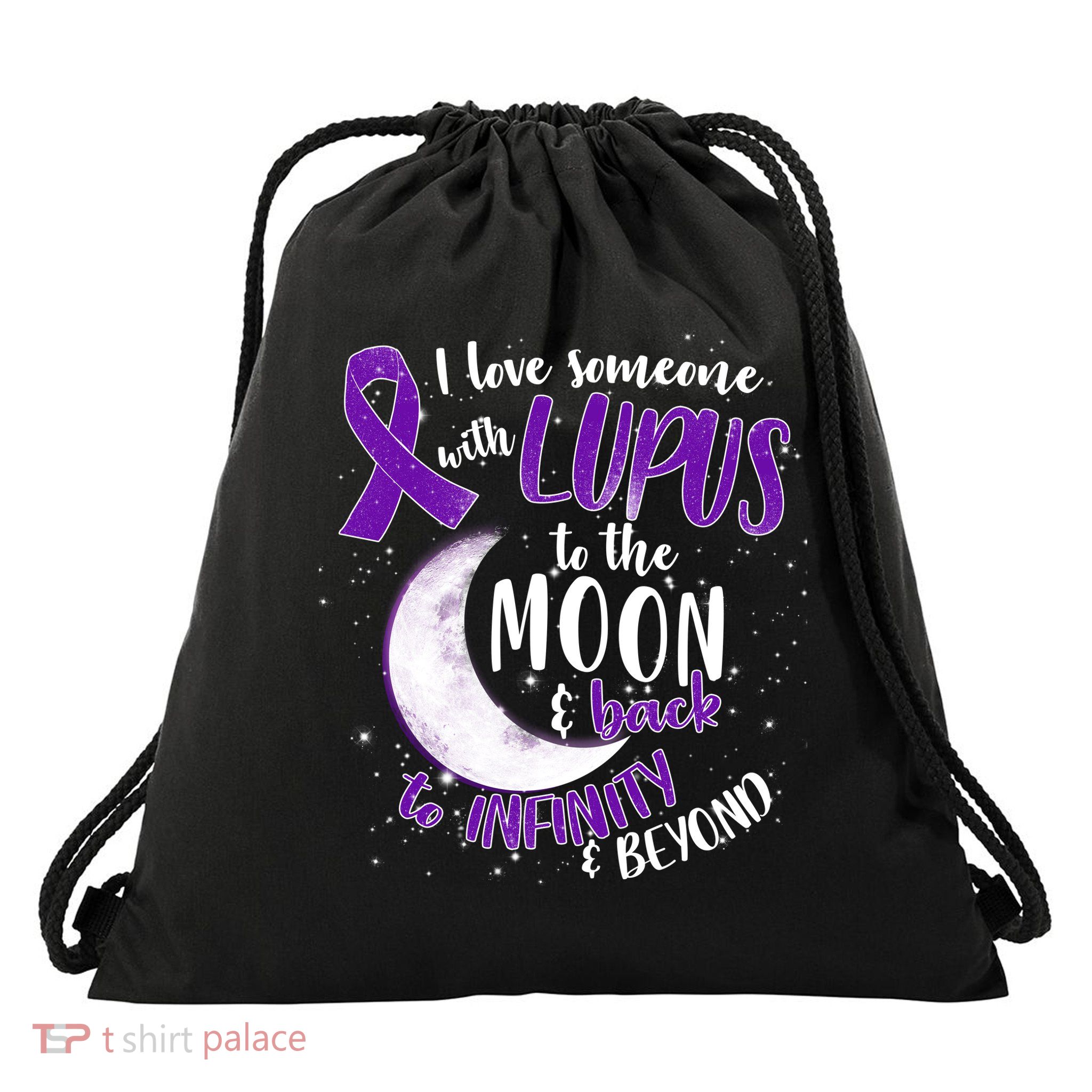 Love Someone With Lupus To The Moon And Back Drawstring Bag