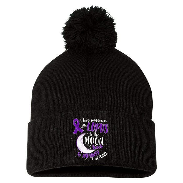 Love Someone With Lupus To The Moon And Back Pom Pom 12in Knit Beanie