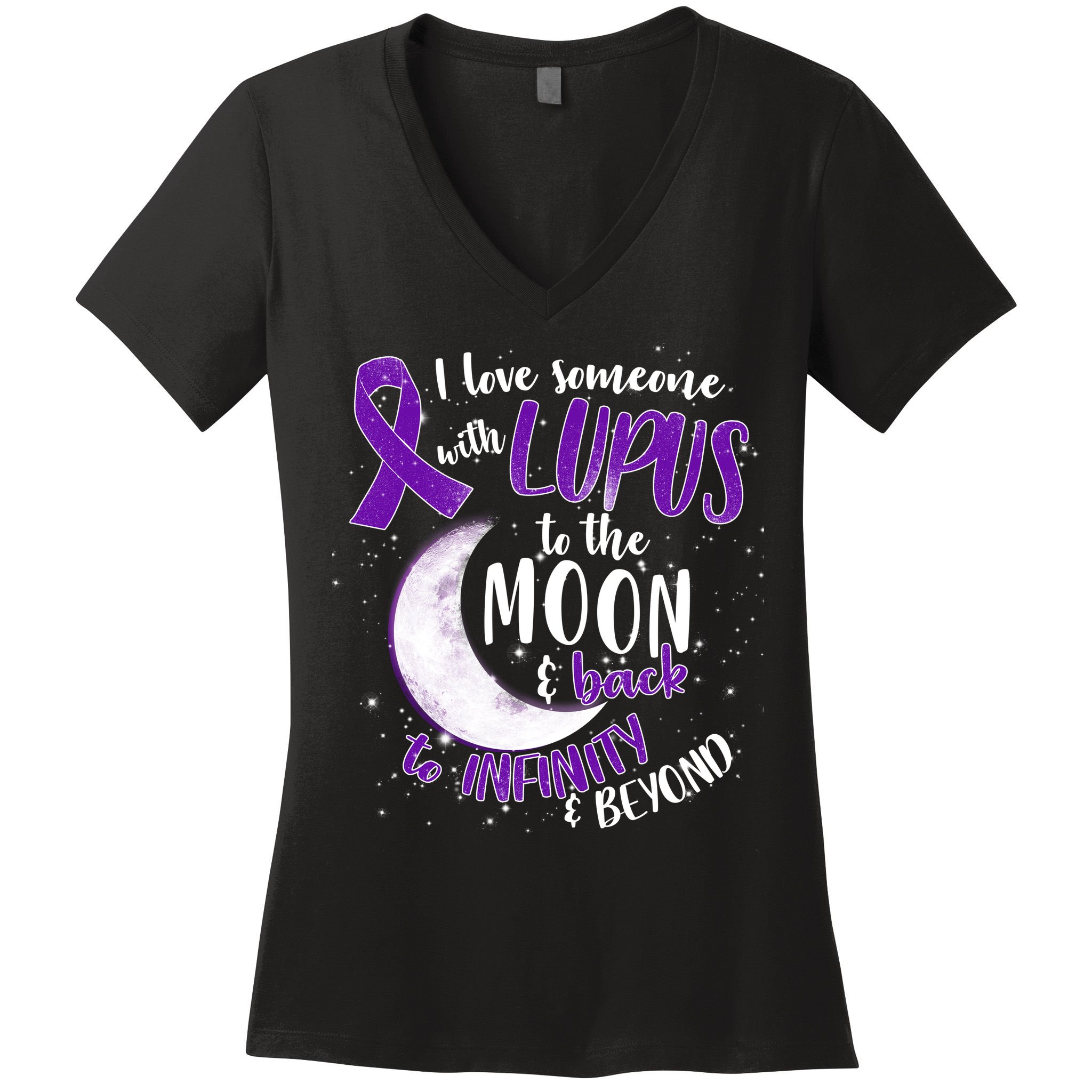 Love Someone With Lupus To The Moon And Back Women's V-Neck T-Shirt