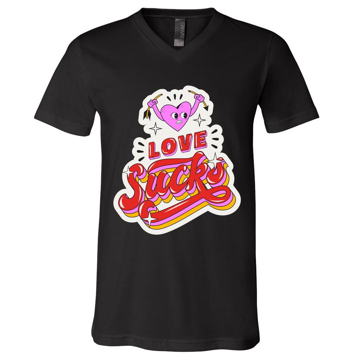 Love Sucks Funny Valentine's Day V-Neck T-Shirt