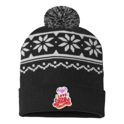 Love Sucks Funny Valentine's Day USA-Made Snowflake Beanie