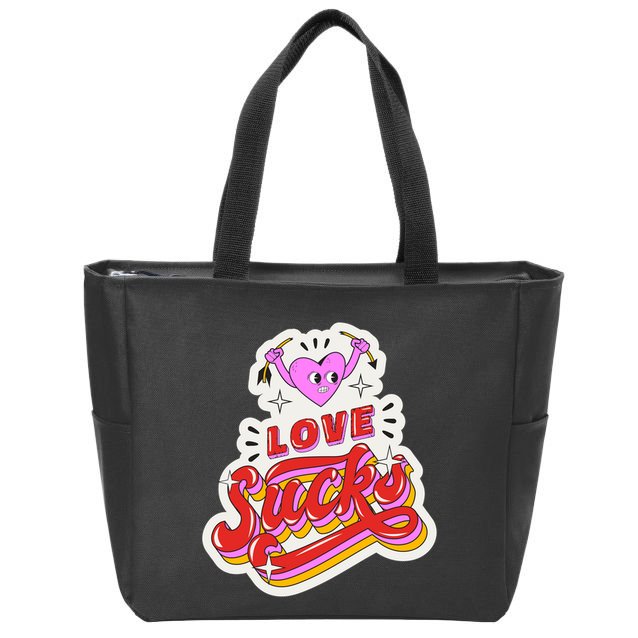 Love Sucks Funny Valentine's Day Zip Tote Bag